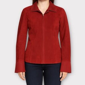 Jennifer Tattanelli Il Fiorentino Womens Suede Leather Jacket Size US 10 Red NWT
